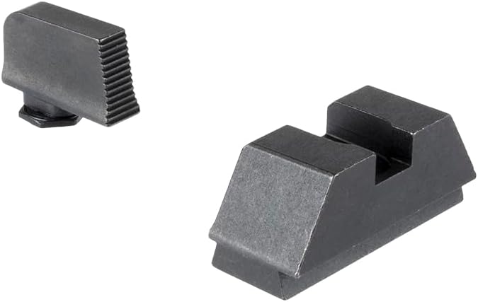 AMERIGLO Optic Compatible Sight Set for Glock - L Tall Black Serrated .220" Front, Flat Black .295" Rear